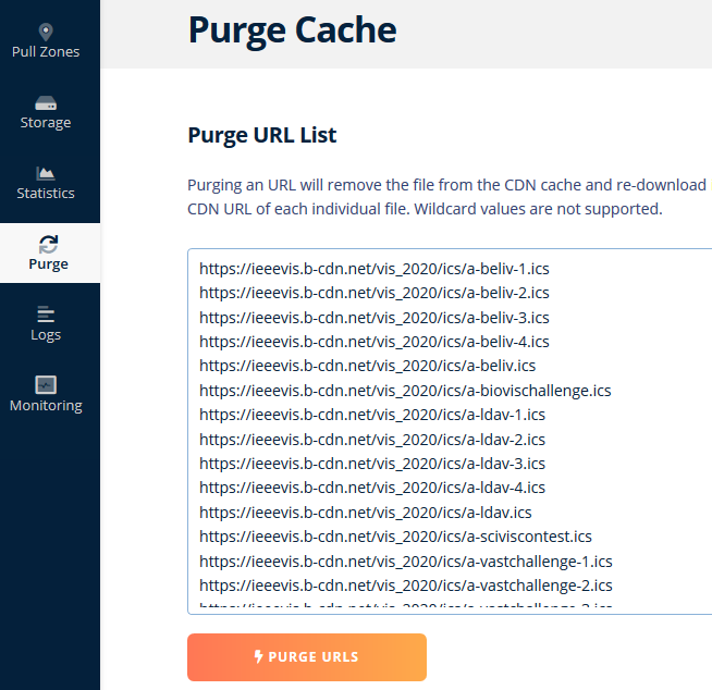 Purging ICS URLs after updating